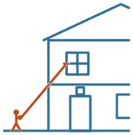 House exterior being cleaned with a pole